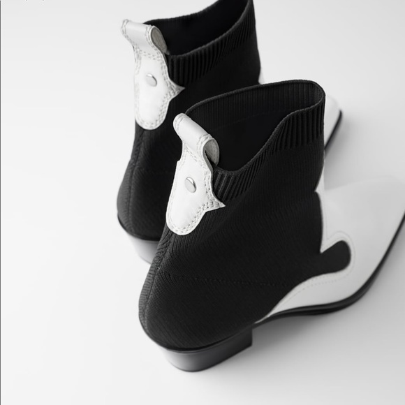 ZARA BNWT Contrasting Stretch Ankle Boots - Picture 4 of 8